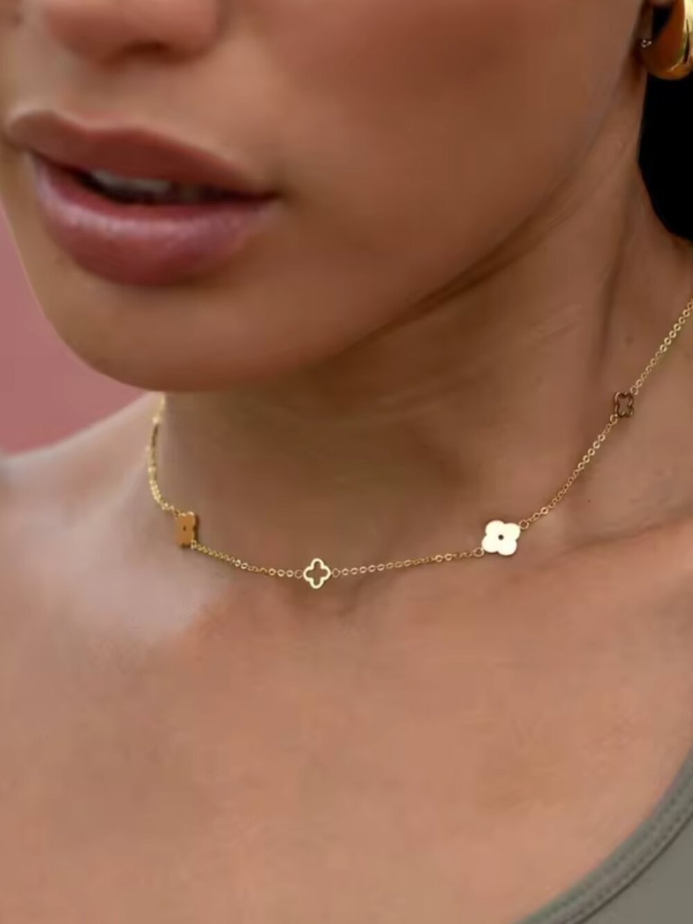 14K Gold Filled Four Leaf Clover Necklace